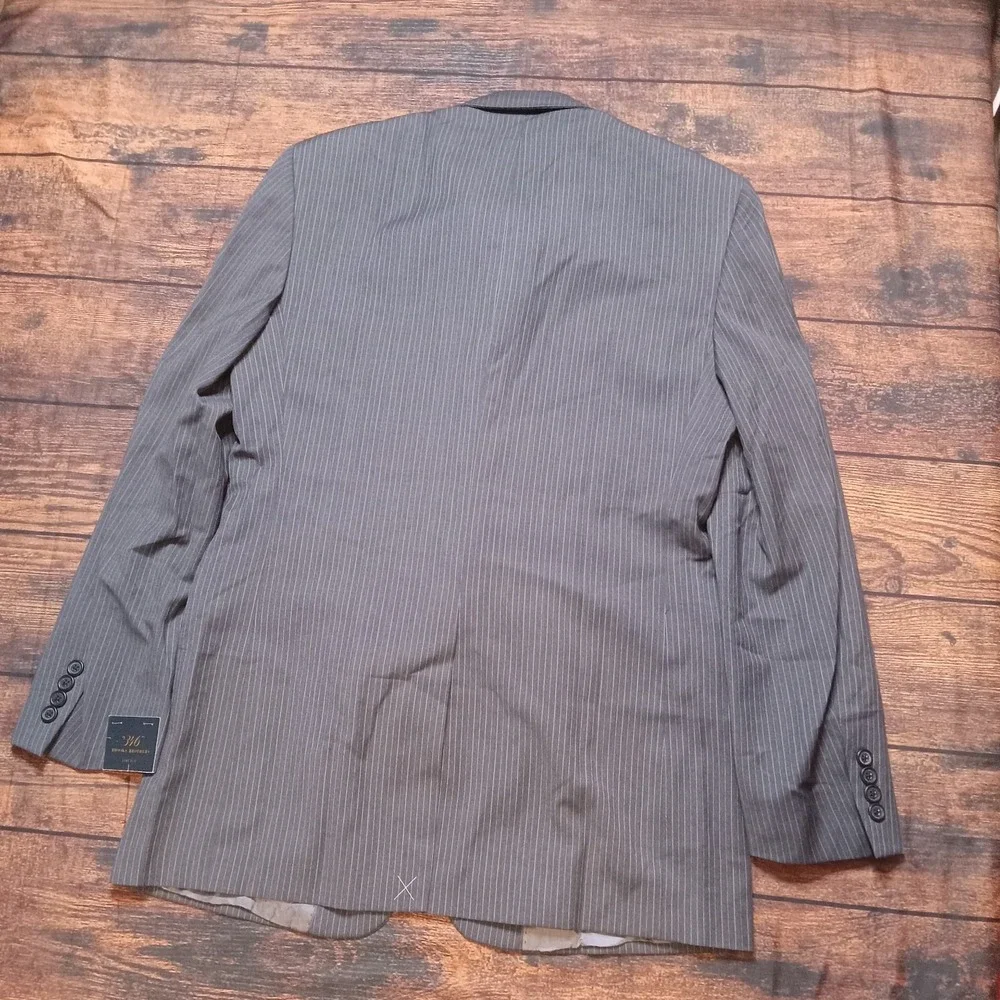 Brooks Brothers 346 Stretch 100% Wool Blazer 40L Gray Pinstripe‎